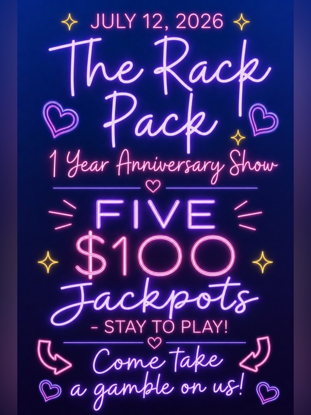 7.12 Rack Pack Congratulations! You won an unlisted item on a Live Show